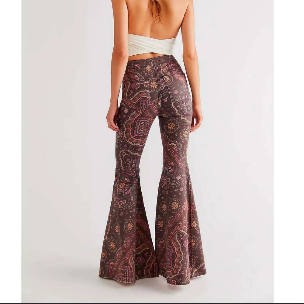 Just Float On Printed Flare Jeans - Picture 2 of 14